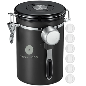 Stainless SteeCoffee Canister with Date Tracker and Scoop