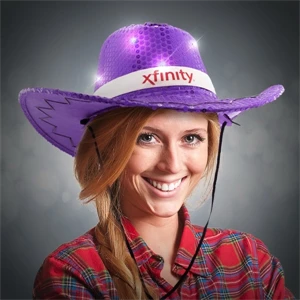 Purple Sequin LED Cowboy Hats