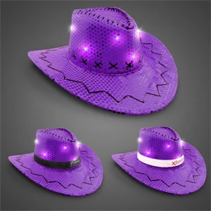 Purple Sequin LED Cowboy Hats