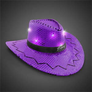 Purple Sequin LED Cowboy Hats