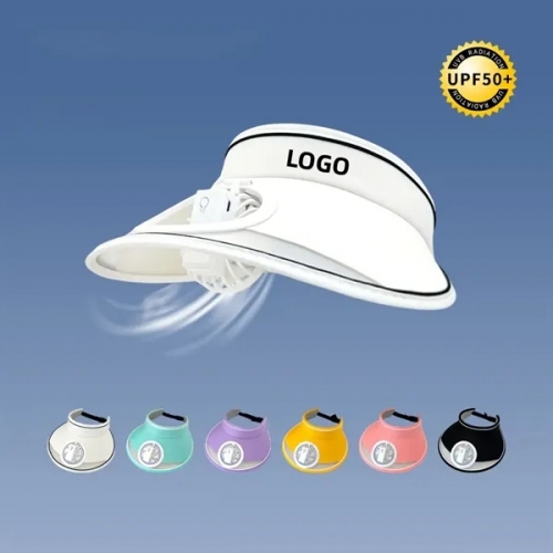 Sun Visor Hat with Fan Wide Brim Beach Cap