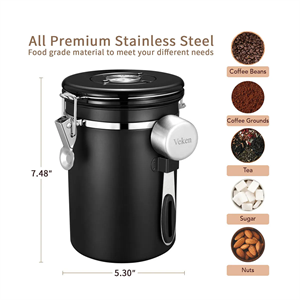 Stainless SteeCoffee Canister with Date Tracker and Scoop