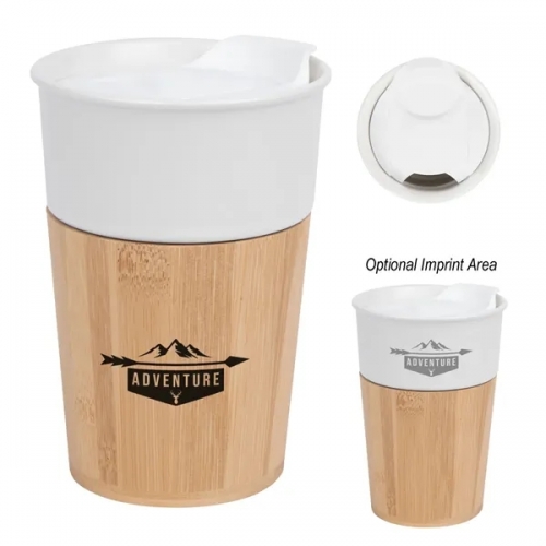 10 Oz. Ceramic Tumbler With Bamboo Base