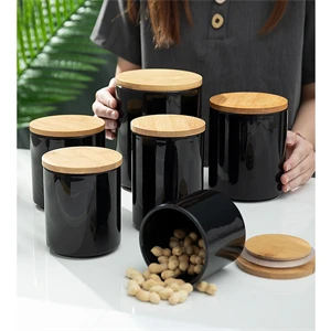 Ceramic Storage Jars With Bamboo Lids