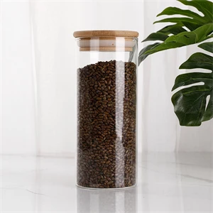 Glass Storage Jar With Decorative Airtight Bamboo Lid