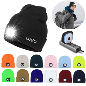 USB Rechargeable Beanie Hat with LED Light