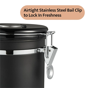 Stainless SteeCoffee Canister with Date Tracker and Scoop