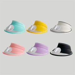 Sun Visor Hat with Fan Wide Brim Beach Cap