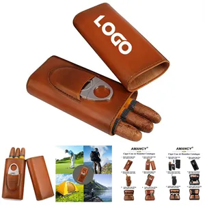 3- Finger Brown Leather Cigar Case