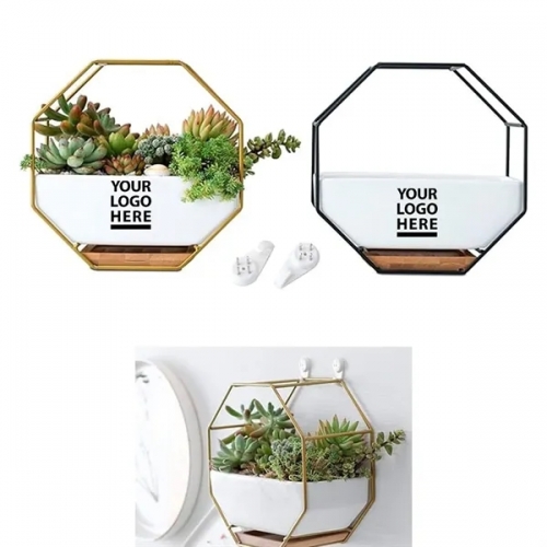 Octagon 7" White Ceramic Wall Planter Vase