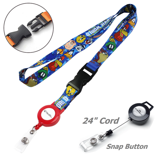 3/4" Sublimation Badge Reel Lanyard Combo w/ Buckle Release