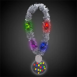 LED Christmas Medallion Tinsel Necklace