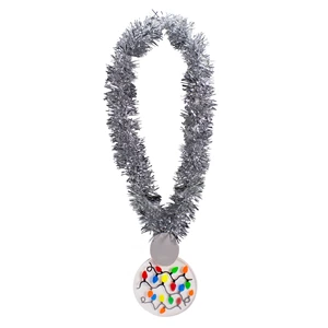 LED Christmas Medallion Tinsel Necklace