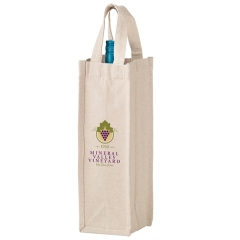 Heavyweight Cotton 1 Bottle Wine Tote - 14 oz