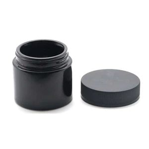 3OZ UV Child Proof Matte or Bright Black Glass Jar