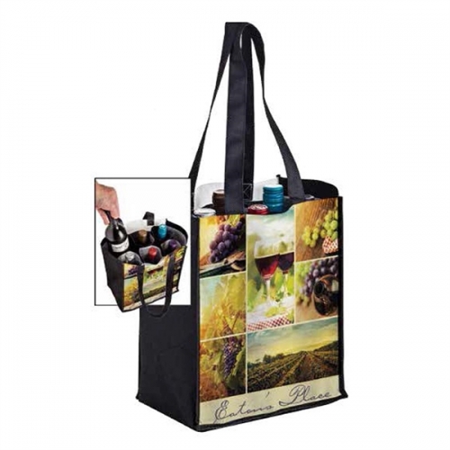 PET Non-Woven 6 Bottle Wine Tote Bag