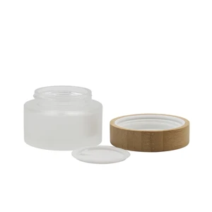 100ml Frosted Cosmetic Jar with Bamboo Child Resistant Lid