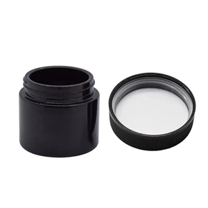 3OZ UV Child Resistant Matte or Bright Black Glass Jar