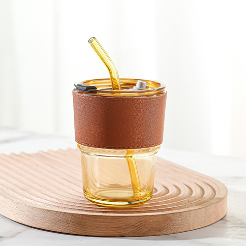 Glass Cup with Straw