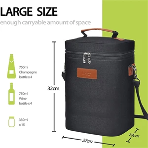 Wine Insulated Tote Bag for 4 Bottles Cooler Carrying Case