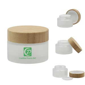 100ml Frosted Cosmetic Jar with Bamboo Child Resistant Lid