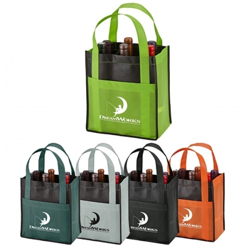 90 GSM Non-Woven 6 Bottle Wine Tote Bag