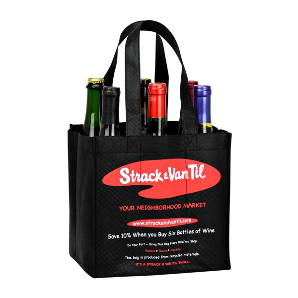 Custom 90g Non-Woven 6-Bottle Wine Tote Bag