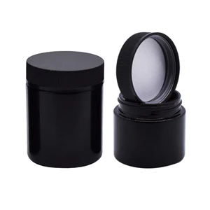 3OZ UV Child Resistant Matte or Bright Black Glass Jar