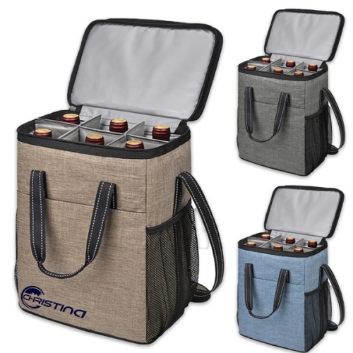 6 Bottle Insulated Leakproof Wine Cooler Carrier Tote Bag