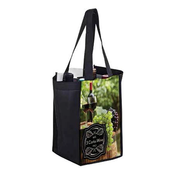 PET Non-Woven 4 Bottle Wine Tote Bag