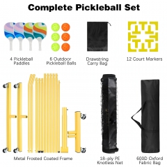 Pickleball net set with racket storage bag