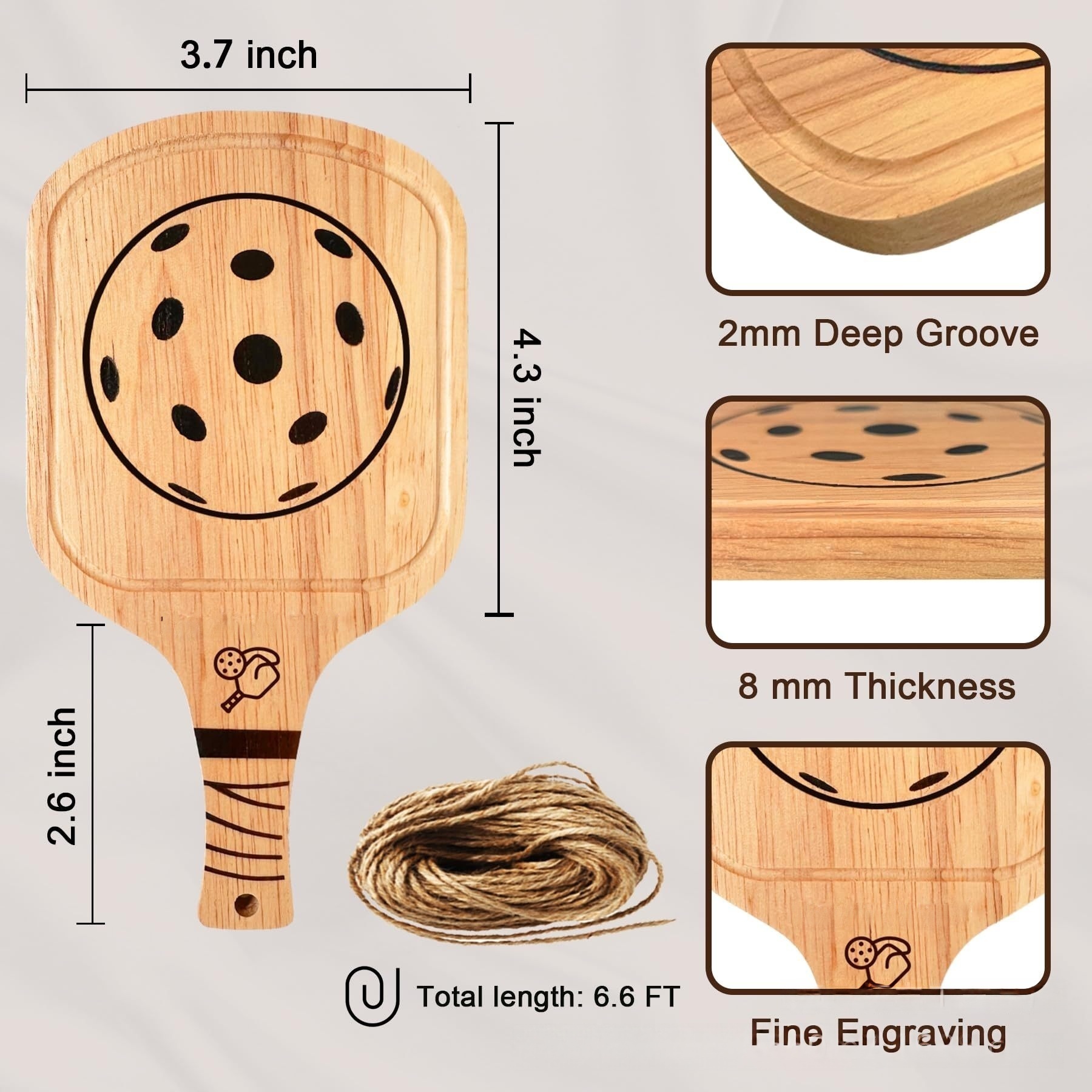 Wooden Pickleball Paddle Coaster