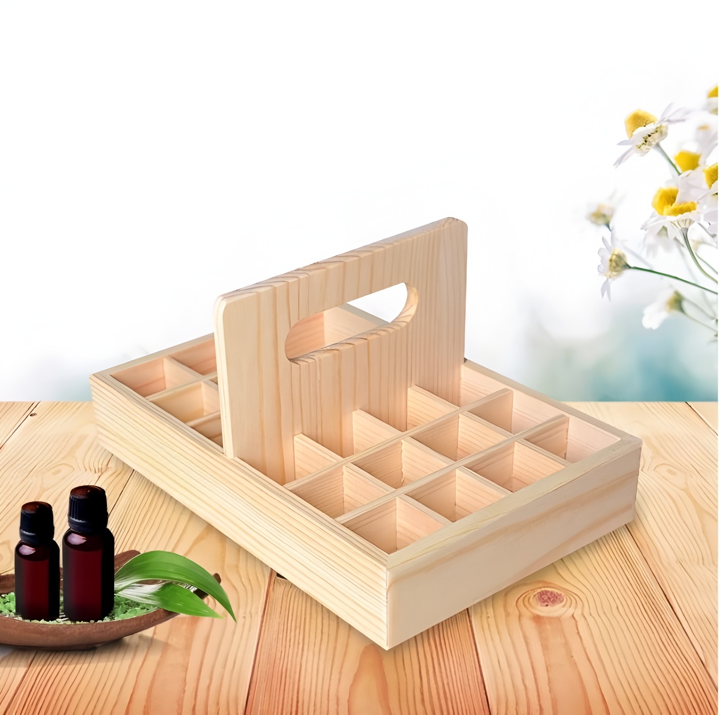 Grid Hand Basket Essential Oil Organizer